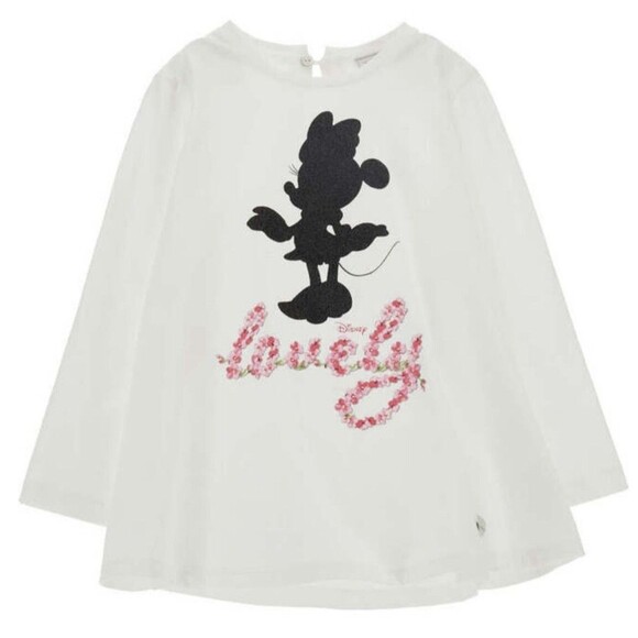 168$ MONNALISA Mini Mouse Print Jersey Girl’s T-Shirt Long-sleeve 6A 46” Italy - Picture 1 of 8